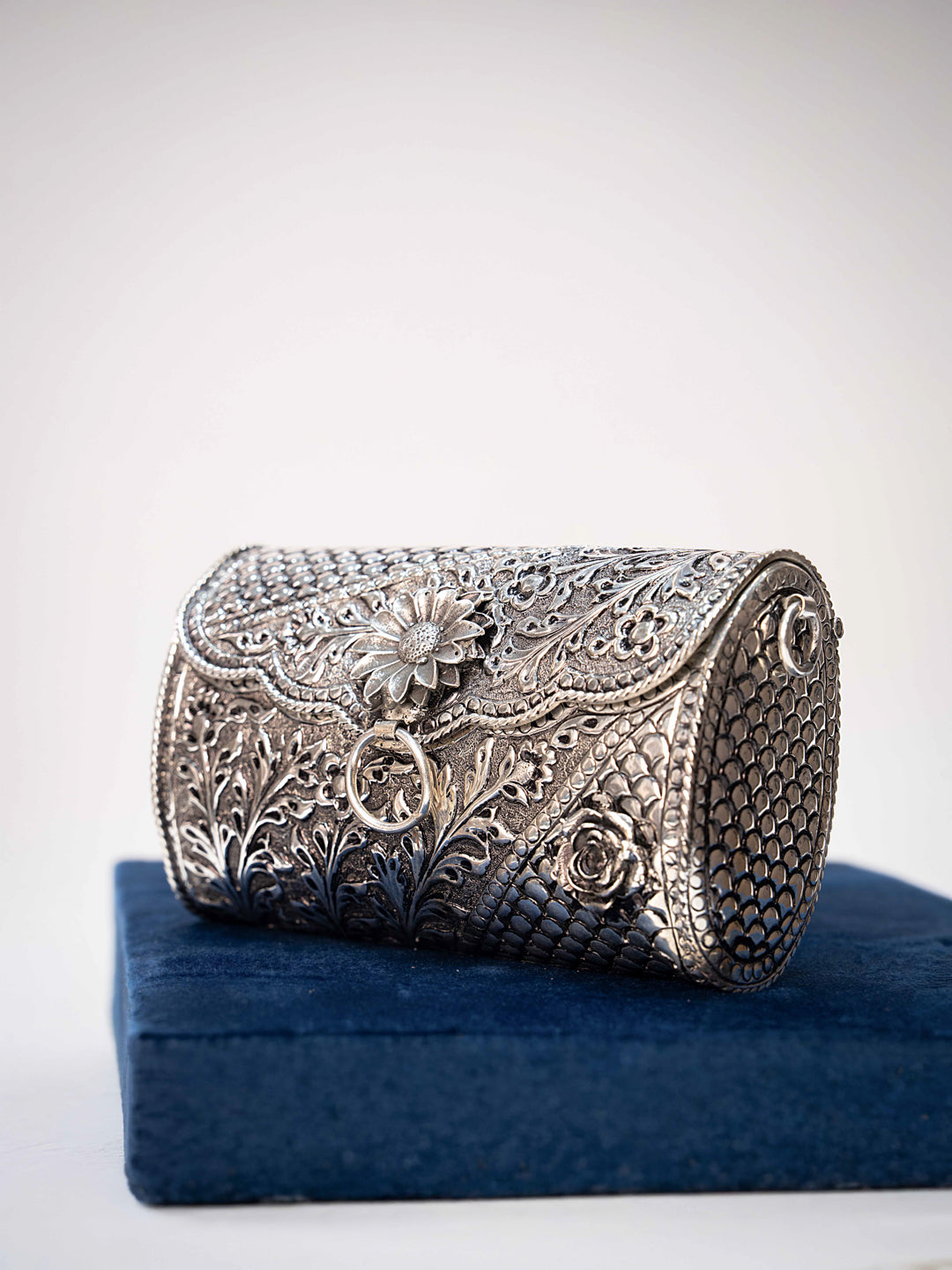 Silver Emerald Oval Clutch