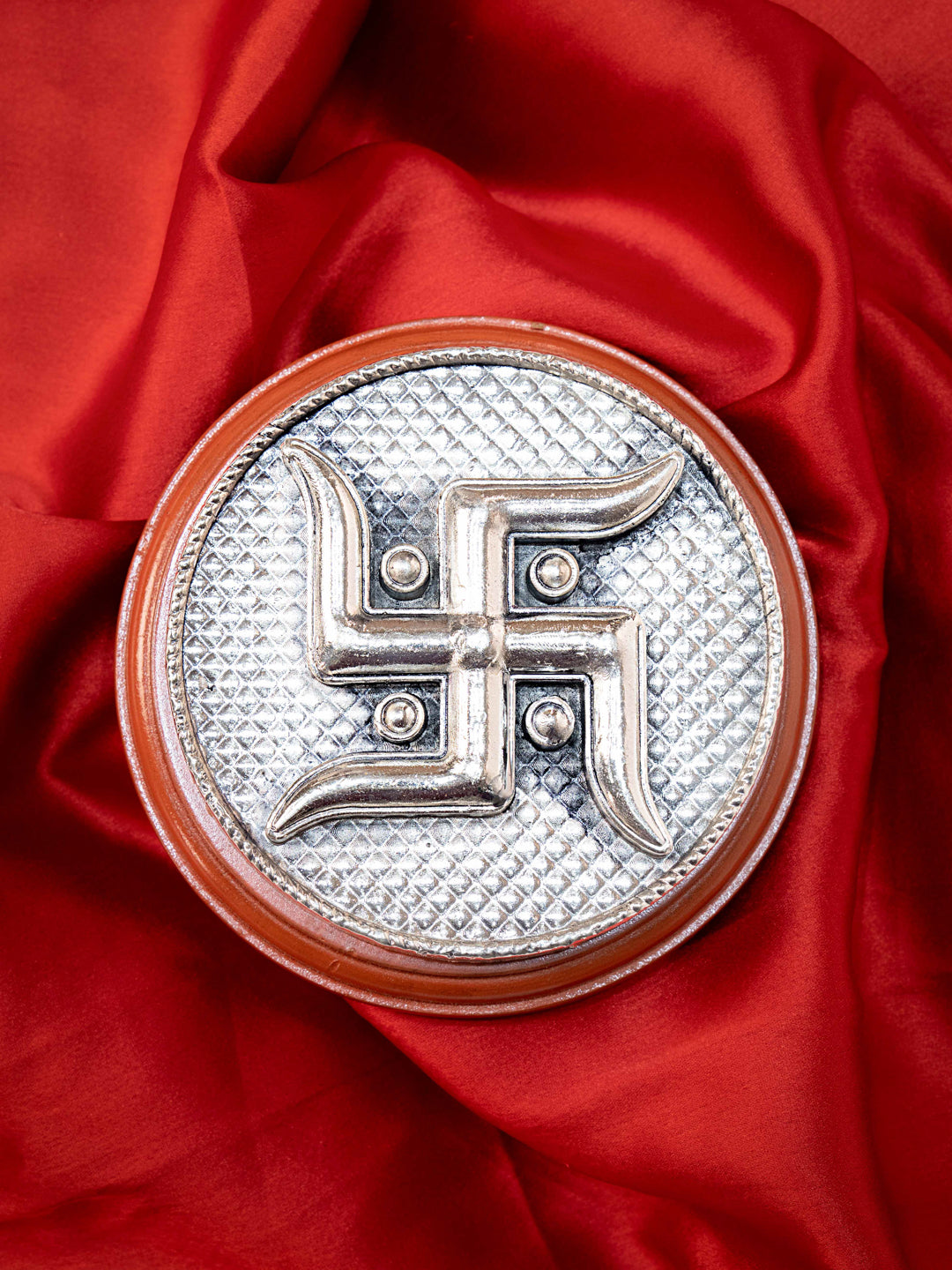 Silver Swastik With Antique Finish