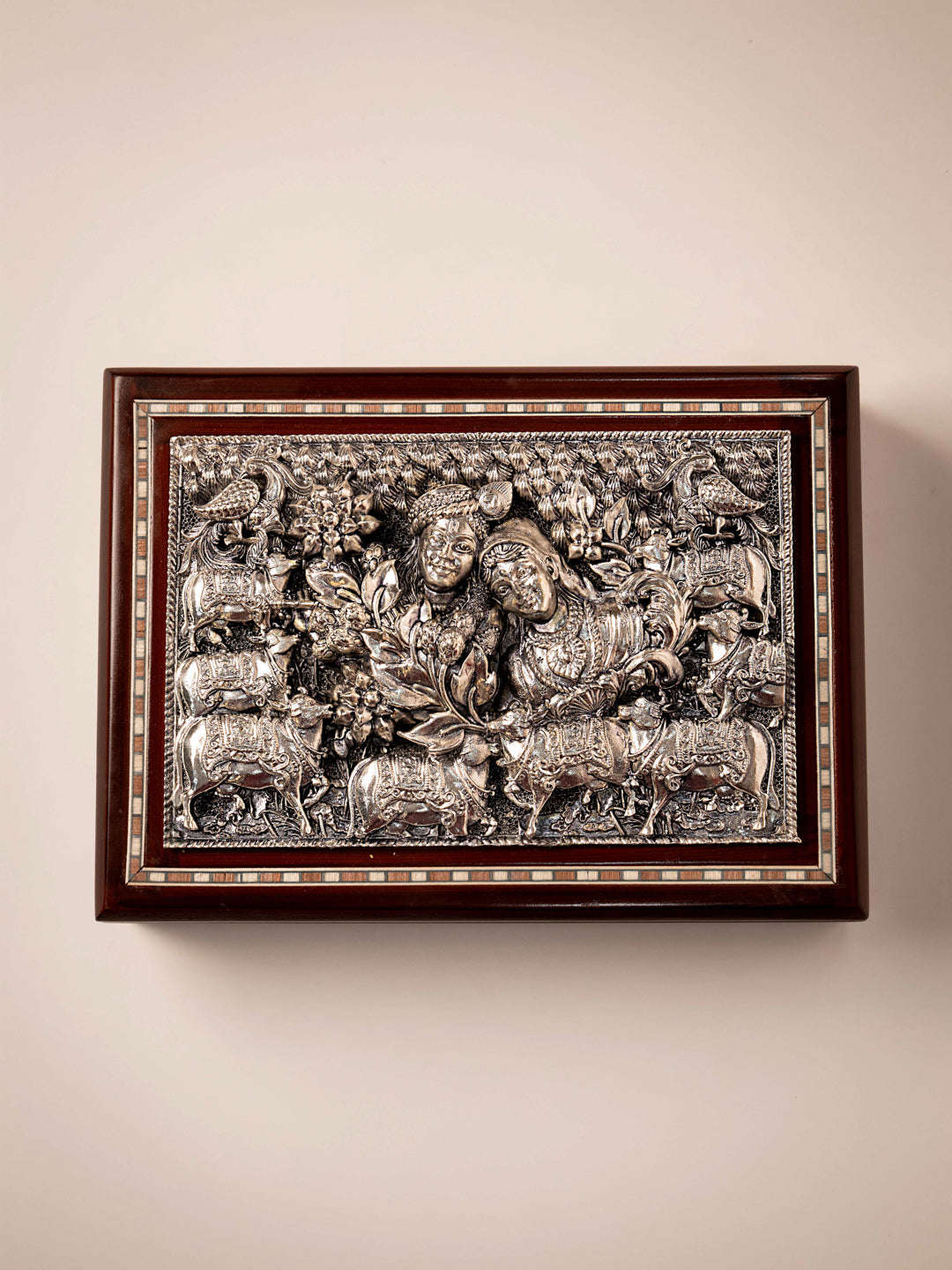 Silver Radha Krishna Dry Fruit Box