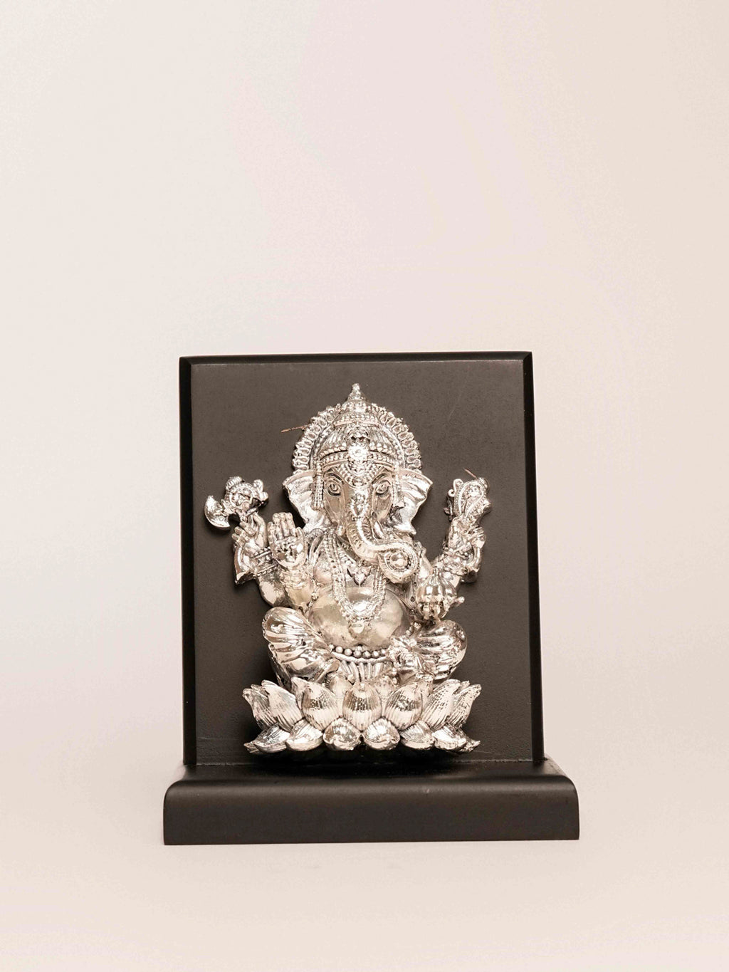 Silver Ganesh Ji Sitting on a Lotus (Made of Resin Silver)