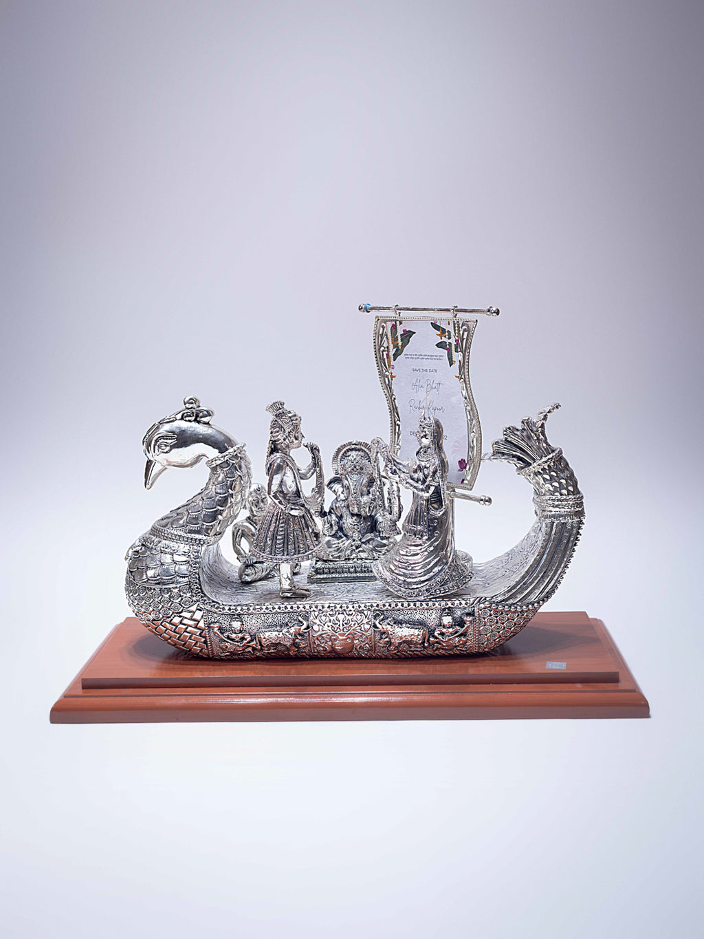 Silver Swan Boat Card (Wedding Invitation Card)