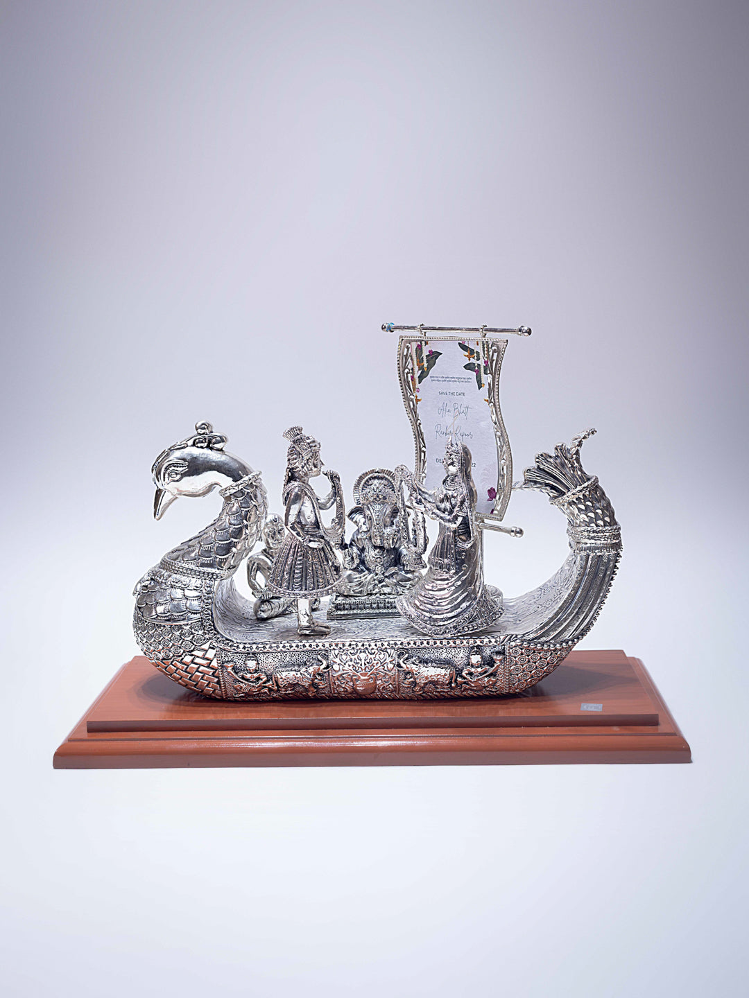 Silver Swan Boat Card (Wedding Invitation Card)