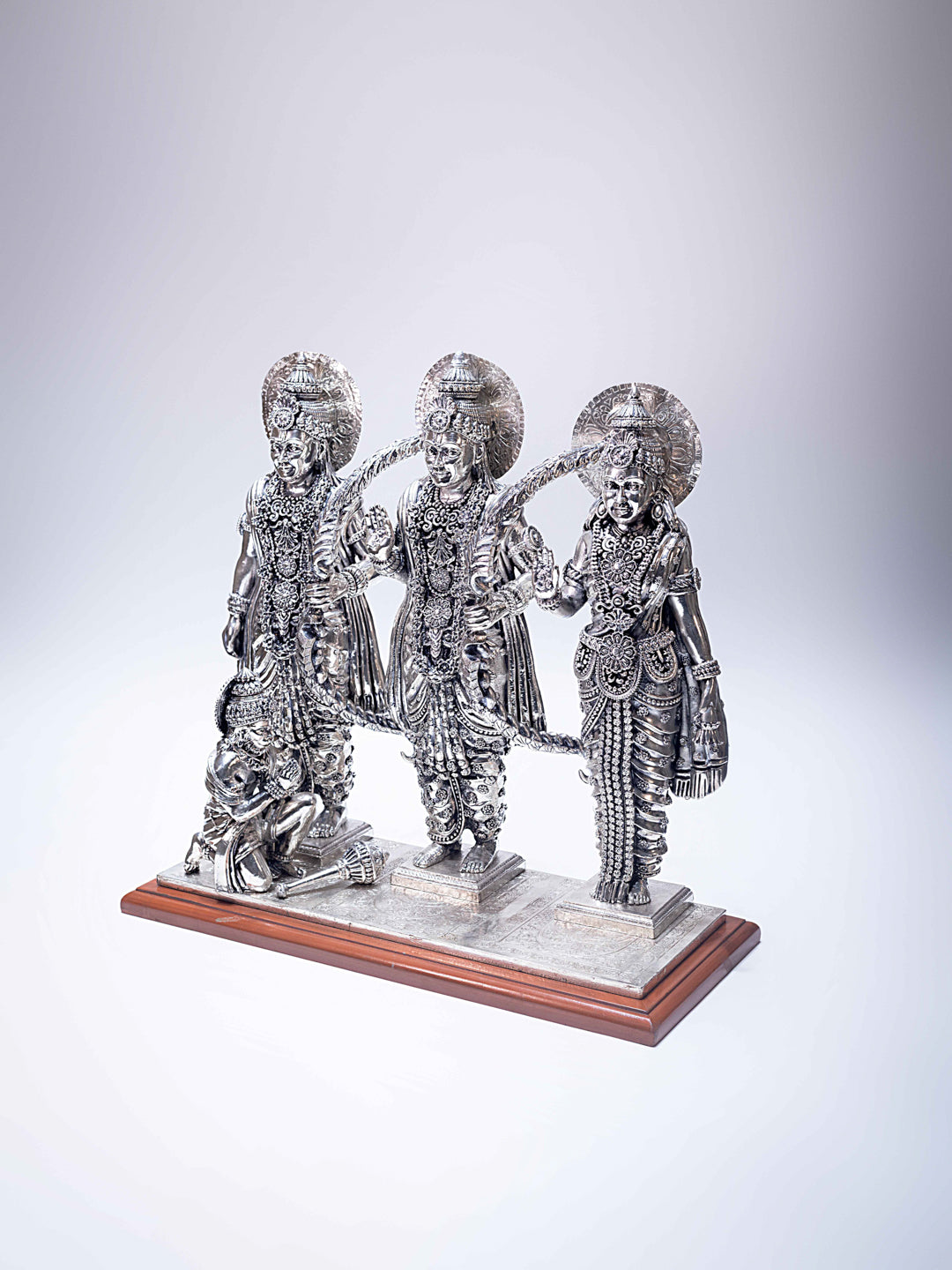 Silver Ram Darbar on Wooden Base
