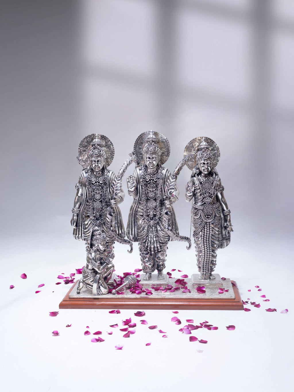 Silver Ram Darbar on Wooden Base