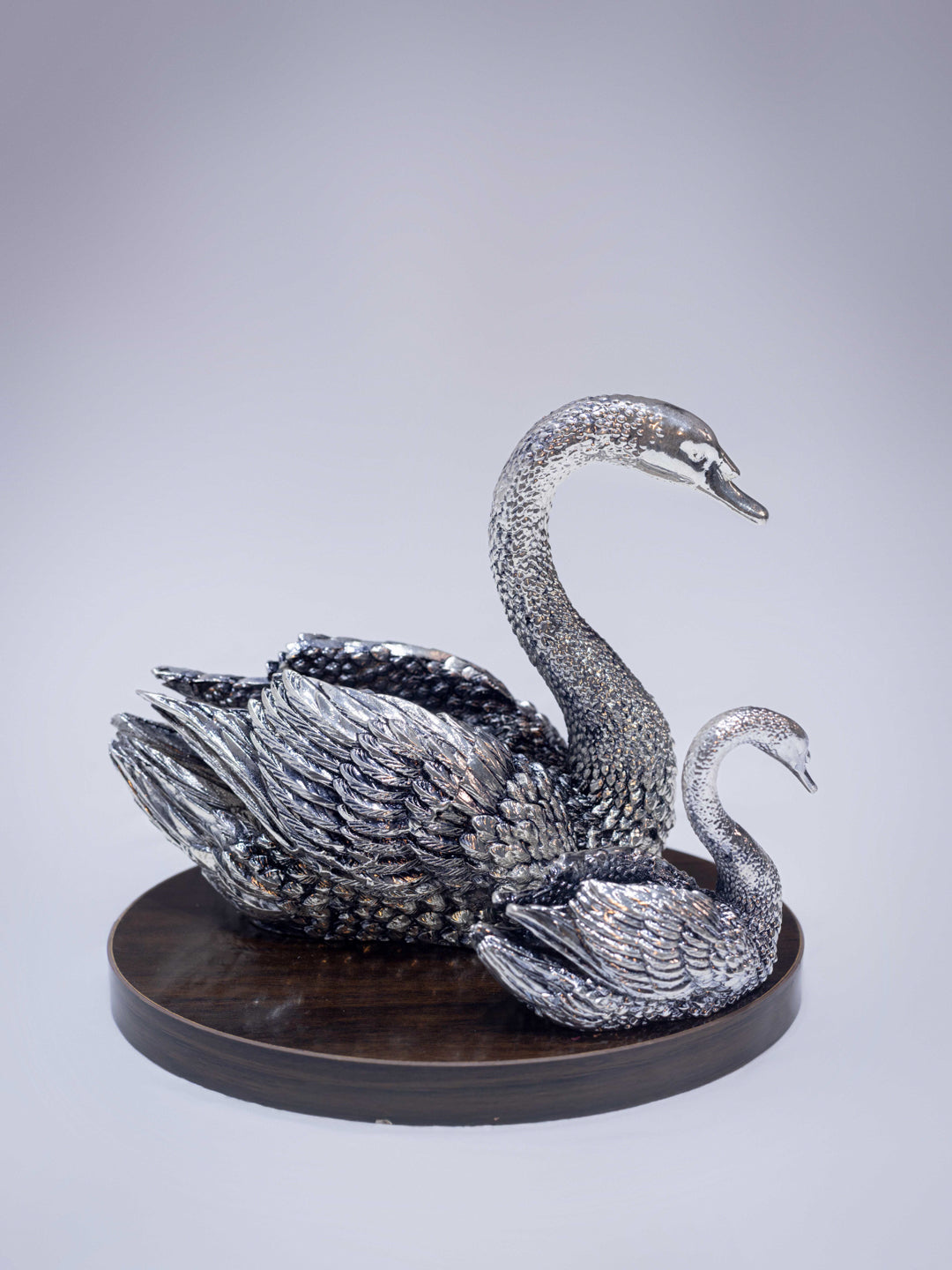Silver Swan With Baby Swan