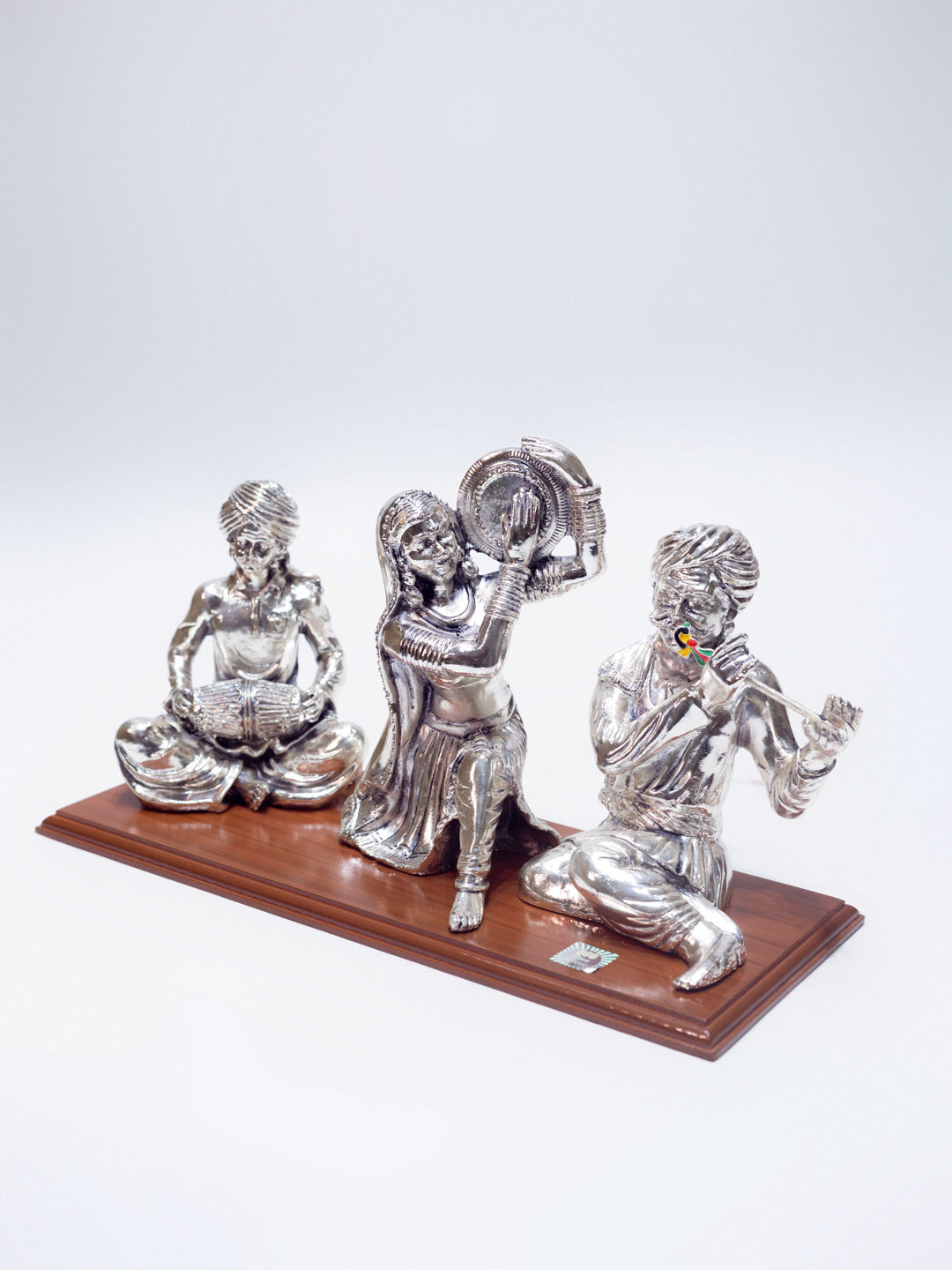 Silver Musical Set of Three People Playing Musical Instruments